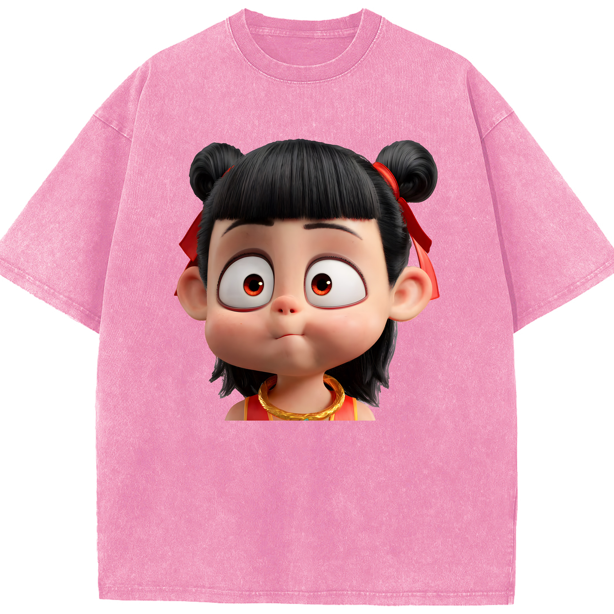（画像用） Ne Zha 2 ナタ 魔童の大暴れ 綿100% ヴィンテージ風 半袖Tシャツ（フロントプリント）